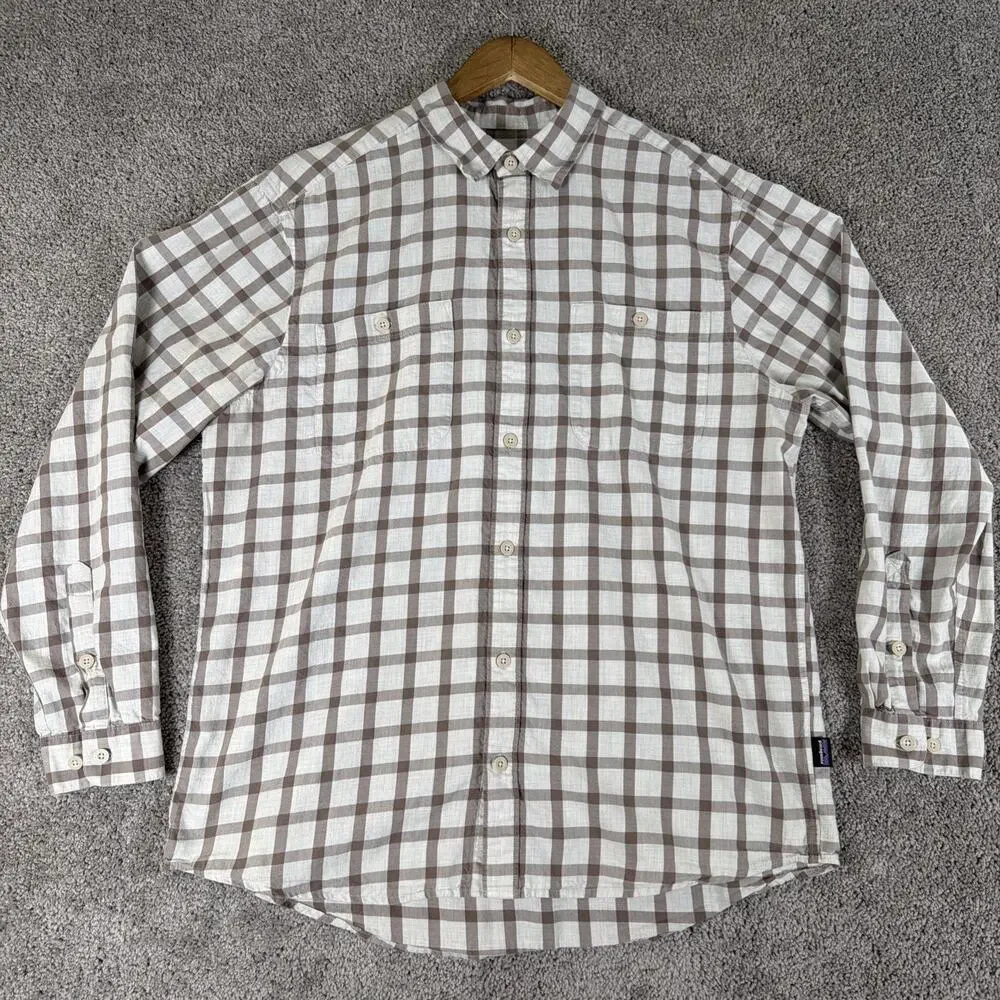Patagonia Shirt Mens L Brown Plaid Long Sleeve in Conversion Fjord Flannel 53838